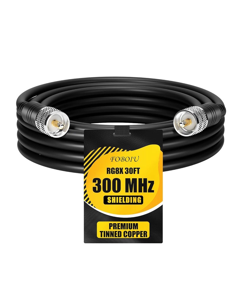 Foboiu RG8x Coaxial Cable 30 ft,CB Antenna Cables,PL259 UHF Male-to-Male Cord,CB Coax Cable 50 Ohm, Includes 30ft to 100ft for Radios,Antenna Analyzers,SWR Tuner,SWR Meter - Image 1